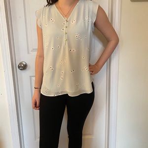 Blue blouse with white flowers